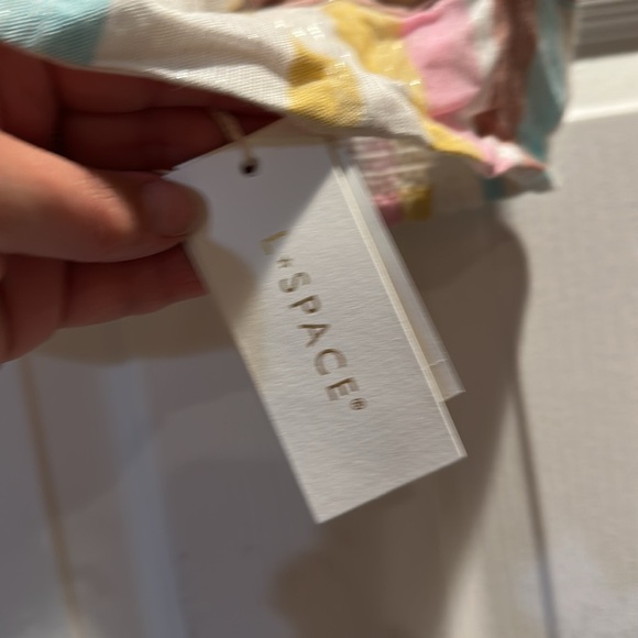 NWT! L Space Blue Skies Striped Cut Out Crop Halter Tube Top M - Picture 4 of 8